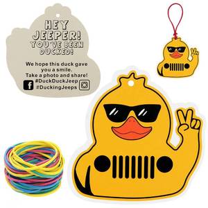 lot 6639 image: Fantasyon Funny Ducked Card 50 Pack Duck Duck Tags Attach to Rubber Ducks Duck Design With Round Hole and Rubber Bands 3.5 x 2 Inch