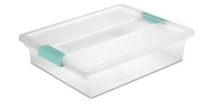 lot 6641 image: STERILITE 19638606 Large Clip Box, Clear with Blue Aquarium Latches 1 pieces (Large)
