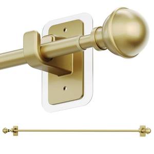 lot 6656 image: ENJOYBASICS No Drill Curtain Rods for Window 48 to 84 Inches, 58 Inch Diameter Renter Friendly Drapery Rod with Adhesive Brackets Without Drilling, Adjustable from 27 to 90 Inches, Gold