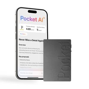 lot 6657 image: Pocket AI Voice Recorder &amp Smart Assistant Auto Transcription, Summaries &amp Action Items AI Note Taker for Meetings, Calls &amp Productivity - Space Grey