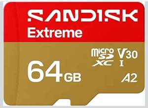lot 6662 image: SANDISK 64GB Extreme microSD UHS-I Card - Up to 170MBs Read Speed and 80MBs Write Speed, 5.3K Video, 4K UHD Video, high-Performance for Action cams, Drones, Android Devices - SDSQXH9-064G-GZ6MA