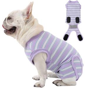 lot 6674 image: Recovery Suit for Dogs - Dog Surgery Recovery Suit Female Spay, Soft Dog Onesie for Surgery Female,Dog Cone Alternative Surgical Recovery Suit,Abdominal Wounds Suit (Purple Stripe, X-Large)