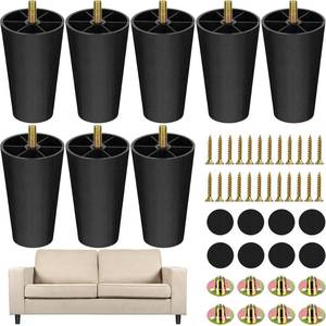 lot 6682 image: TURSTIN 8 Pack 4 Inch Plastic Furniture Legs with M8 T-Nuts Screws Tapered Sofa Couch and Chair Legs Replacement Furniture Legs for DIY Projects Sofas Coffee Tables Dressers Beds