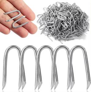 lot 6687 image: TRAE Steel Wire Fencing Staples (250 pcs) 0.98 inch Galvanized U-Shaped Fasteners Nails for Wire Mesh and Woven Fencing
