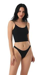 lot 6703 image: abandi Womens Cotton Underwear High Cut String Bikini Panties Sexy Low Rise Hipster Cheeky Briefs Panty 3 Pack Size S