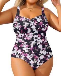 lot 6704 image: Aqua Eve Womens Plus Size One Piece Swimsuit- Tummy Control Bathing Suit Full Coverage Swimwear Purple Floral 26W