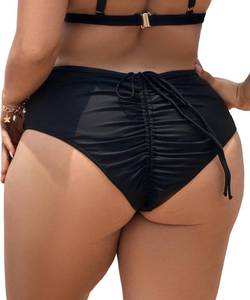 lot 6707 image: Leoparts Plus Size Womens Bikini Bottom High Waisted Drawstring Swimsuit Bottoms Ruched Full Coverage Bathing Suit Briefs 3XL
