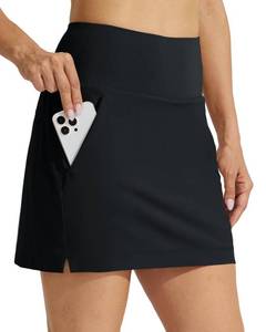 lot 6724 image: Willit Womens Golf Skirts Zipper Pockets High Waisted Stretchy Skorts Quick Dry Athletic Tennis Casual Skorts Black 10