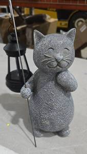 lot 6762 image: INLOMEM Solar Cat Garden Figurine Lights - Lawn Decor Statue for Patio Home Yard Decor Good Luck Christmas Cat Gift for Woman, Mom Family, Gray