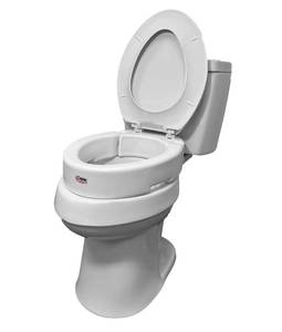 lot 7353 image: Carex Hinged Round Raised Toilet Seat Riser, Adds 3.5 Inches of Height, 300 lbs Capacity,