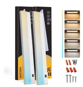 lot 7361 image: 2Packs of Under Cabinet Lighting Hardwired, 24in 18W 1237LM Dimmable Led Light for KitchenCloset,