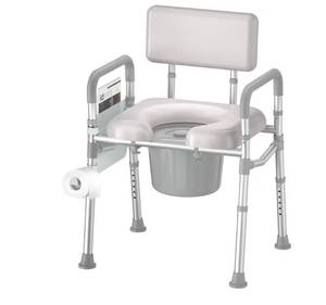 lot 7370 image: Bedside Commode Toilet, Padded Seat and Backrest, Aluminum Frame