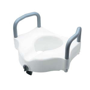 lot 7390 image: Medline 5  Standard Raised Toilet Seat  with Lock and Padded Arms  White