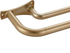 lot 7400 image: Antique Gold Double Curtain Rods - 72-144 Room Darkening, Wrap Around, Adjustable 34 Front & 58 Back