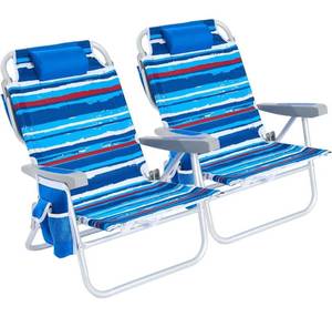 lot 7406 image: SUNNYFEEL Low Beach Chair 2 Pack
