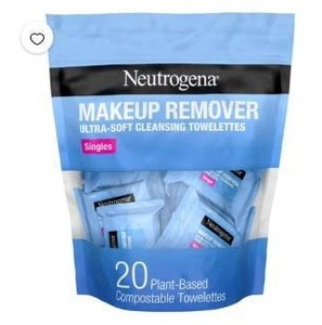 lot 7444 image: Neutrogena Makeup Remover Ultra-Soft Cleansing Towelettes Singles 20 Count pack of 2