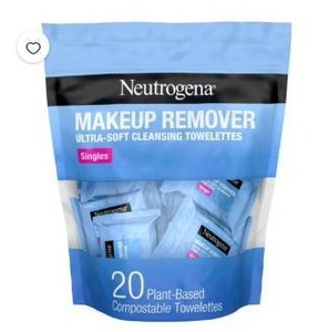 lot 7445 image: Neutrogena Makeup Remover Ultra-Soft Cleansing Towelettes Singles 20 Count pack of 2