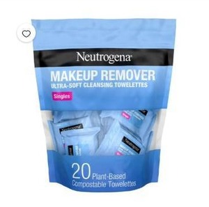 lot 7447 image: Neutrogena Makeup Remover Ultra-Soft Cleansing Towelettes Singles 20 Count pack of 2