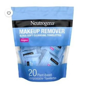 lot 7448 image: Neutrogena Makeup Remover Ultra-Soft Cleansing Towelettes Singles 20 Count pack of 2