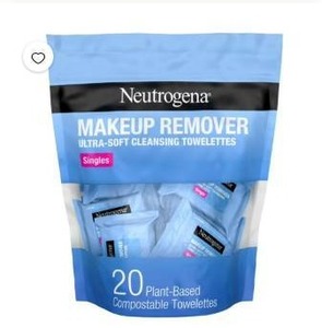 lot 7450 image: Neutrogena Makeup Remover Ultra-Soft Cleansing Towelettes Singles 20 Count pack of 2