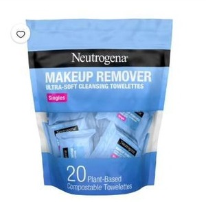 lot 7452 image: Neutrogena Makeup Remover Ultra-Soft Cleansing Towelettes Singles 20 Count pack of 2