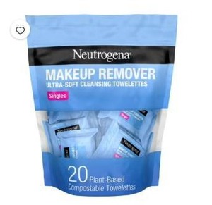 lot 7453 image: Neutrogena Makeup Remover Ultra-Soft Cleansing Towelettes Singles 20 Count pack of 2