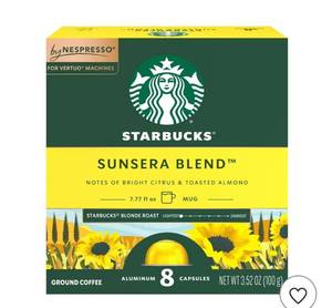 lot 7456 image: Starbucks by Nespresso Vertuo Line Sunsera Blend Blonde Roast Coffee Pods - 8ct
