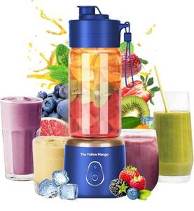 lot 7462 image: Portable Glass Blender Cup, 500ml Electric USB Mini Juicer Blender for Shakes and Smoothies, 12 Stainless Steel Blades, Rechargeable Lightweight Travel & Gym Mixer (Blue)