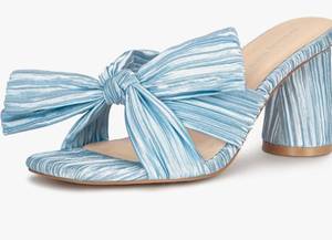 lot 7473 image: Womens Bow Kitten Heels Block Low Heeled Sandals Square Open Toe Wedding Shoes size 6