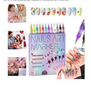 lot 7491 image: Beginner Friendly Nail Art Pens for Girls, 12 Color Nail Art Markers for Kids Non-Toxic & Quick Dry,