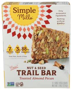 lot 7517 image: Simple Mills Toasted Almond Pecan Bar 5pk, 7.9 OZ