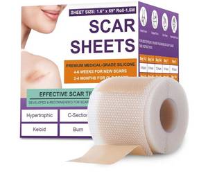 lot 7548 image: Silicone Scar Sheets, Medical Grade Silicone Scar Tape for Surgical, Hypertrophic, Keloid, C-Section, Burn, Old & New Scars, Reusable Professional Scars Removal Sheets (1.6X 59 Roll-1.5M) pack of 2