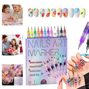 lot 7552 image: Beginner Friendly Nail Art Pens for Girls, 12 Color Nail Art Markers for Kids Non-Toxic & Quick Dry, Leak-Proof DIY Nail Design Tool for Parent-Child DIY, Professional Salon Results at Home
