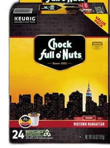lot 7560 image: Chock Full o Nuts Midtown Manhattan Keurig K-Cup Pods for Keurig Brewers Premium Arabica, Medium Roast Single Serve 24 K-Cup Pods