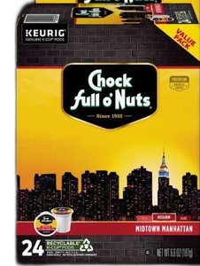 lot 7561 image: Chock Full o Nuts Midtown Manhattan Keurig K-Cup Pods for Keurig Brewers Premium Arabica, Medium Roast Single Serve 24 K-Cup Pods