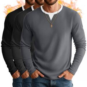lot 7591 image: August Alley 3 Pack Mens Long Sleeve Thermal Shirts V Neck Fleece Lined Tops Base Layer Undershirt Casual Pullover Sweater(Gray, Dark Gray, Black,Medium)