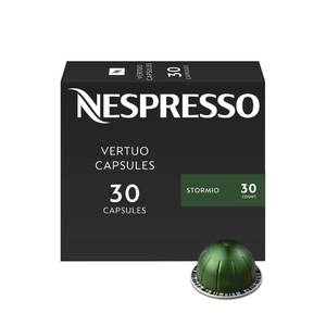 lot 7596 image: Nespresso Capsules Vertuo, Stormio, Dark Roast Coffee, 30-Count Coffee Pods, Brews 7.8oz.