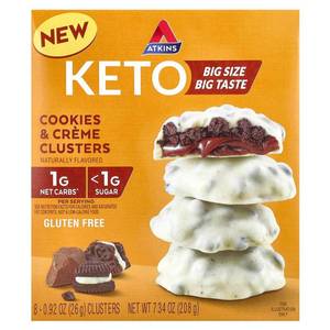 lot 7609 image: Atkins, Keto Creme Cluster Cookies & Creme, 7.34 Ounce
