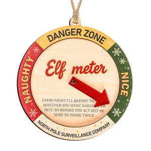 lot 7614 image: Funny Elf Accessories Naughty or Nice Elf Meter Christmas Ornament 2026, Funny Xmas Decoration, Wooden Decor Gift for Kids, Family, Friend, White Elephant Gifts. Christmas Decorations