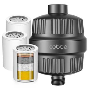 lot 7643 image: Cobbe High Output Shower Filter for Hard Water - 2 Replaceable Cartridges - Removing Chlorine and Harmful Substance, and Dramatically Improves The Condition of Your Skin, Hair and Nails - Matte Black