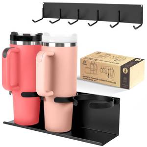 lot 7647 image: Magnetic Stanley Cup Holder for Refrigerator, Water Bottle Organizer for Stanley 40 oz with Hook Set Organizer, Kitchen Pantry Organizers and Storage for Stanley Cup Accessories, 4 Pieces Included