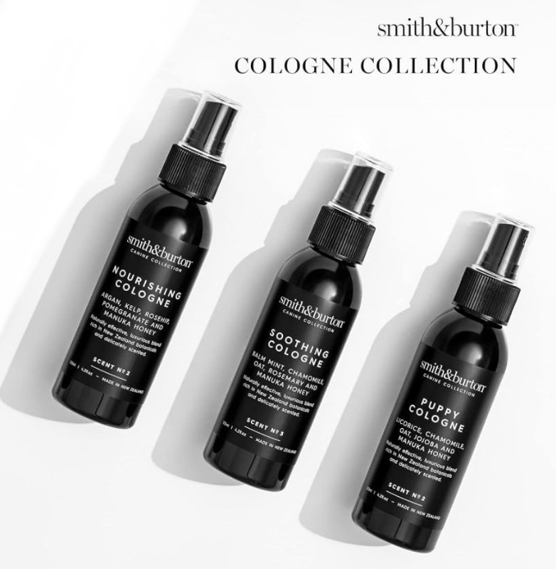 lot 29 image: Bundle of 3 smith&burton Nourishing Dog Cologne, Calming Grooming Spray, Gentle Leave-In Coat Care, With Argan, Kelp, Rosehip, Manuka Honey & More, Plant-Based, Scent No. 2, 4.2 fl oz