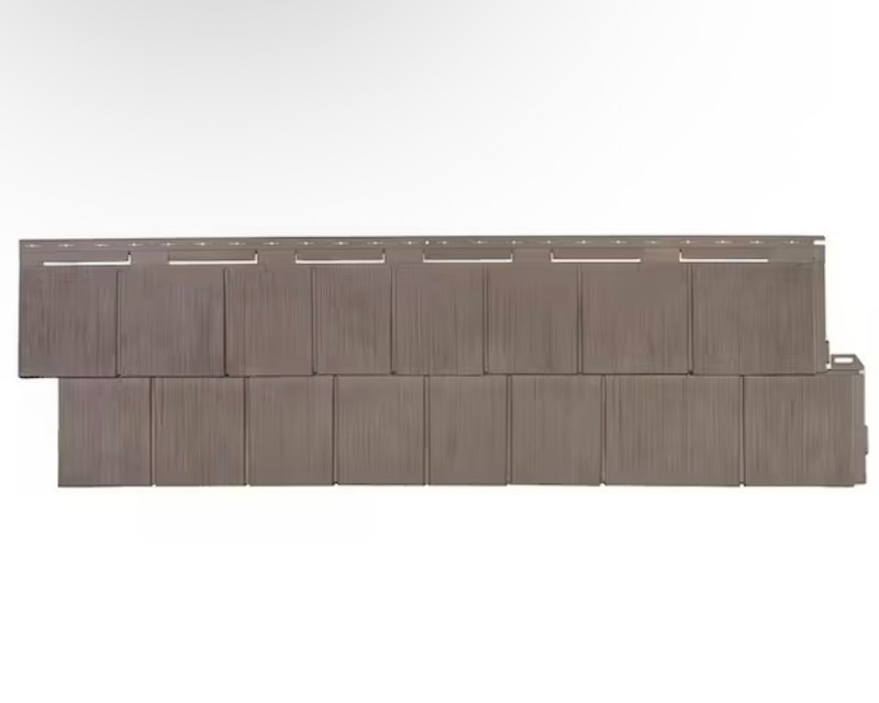 lot 166 image: Khaki Tan Shake RS - 14.5 in. x 48.75 in. Rough Sawn Shake in Cedar Blend (48.84 sq. ft. per Box) Plastic Shake Vinyl Siding