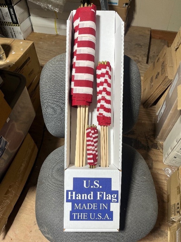 lot 45 image: USA Flag Kit - Get Prepd for The World Cup - 36 Flags total - 12 per size