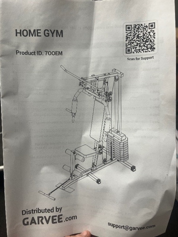 lot 39 image: Garvee Home Gym Set Up - No Weights included Comes unassembled in Box