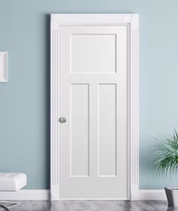 lot 46 image: Masonite Winslow 36-in x 80-in (primed) 3-panel Smooth Solid core Primed Interior Slab Door Retails $154