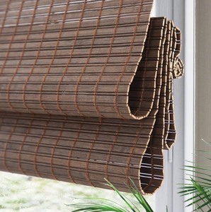 lot 28 image: Cordless Blackout Bamboo Roman Shades, Natural Woven Wood Shades with 6 Inches High Valance, Custom Bamboo Blinds, Privacy Lined Roman Blinds for Home, Windows, Doors 6 Width