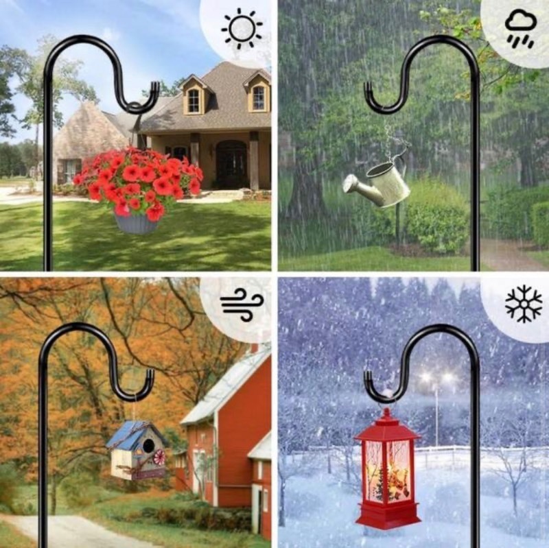 lot 22 image: 96 in. Heavy Duty Outdoor Shepherds Hook for Bird Feeders, Solar Lanterns and Hanging Plants-2 Pack