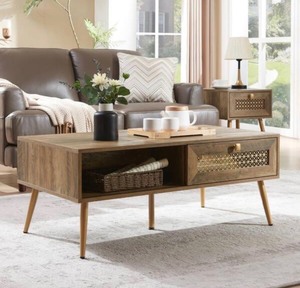41.3 in. Rustic Oak Rectangle Wood Coffee Table *Retails $180*