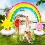 Inflatable Rainbow Water Sprinkler, Sprinkler with Detachable Flower and Sun Arch Water Toys for Kids Outdoor Indoor Giant Sprinkler Have Fun Backyard Fountain Summer Outside Yard Lawn Park